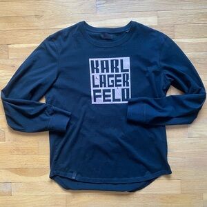 Karl Lagerfeld Charcoal Crew Neck Top